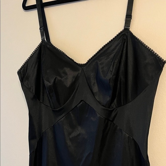 Komar Vintage Chemise Classic Nylon Slip Plus Size Black Nightgown Nightie XL - Picture 2 of 9